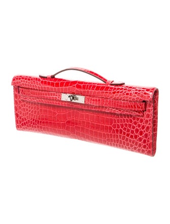 Hermès Shiny Porosus Crocodile Kelly Cut Clutch