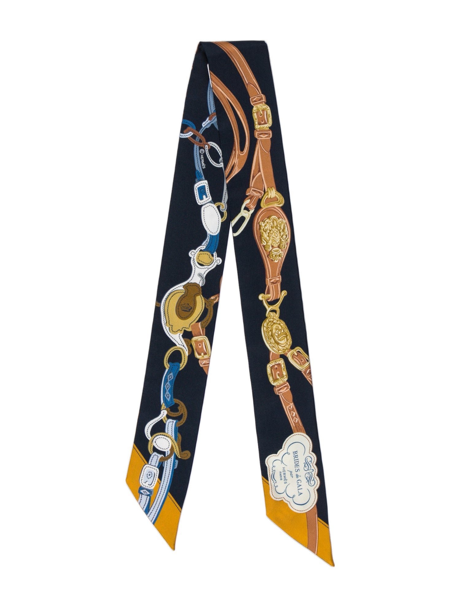 Hermès Brides de Gala Applique Pique Silk Twilly Scarf w/ Tags