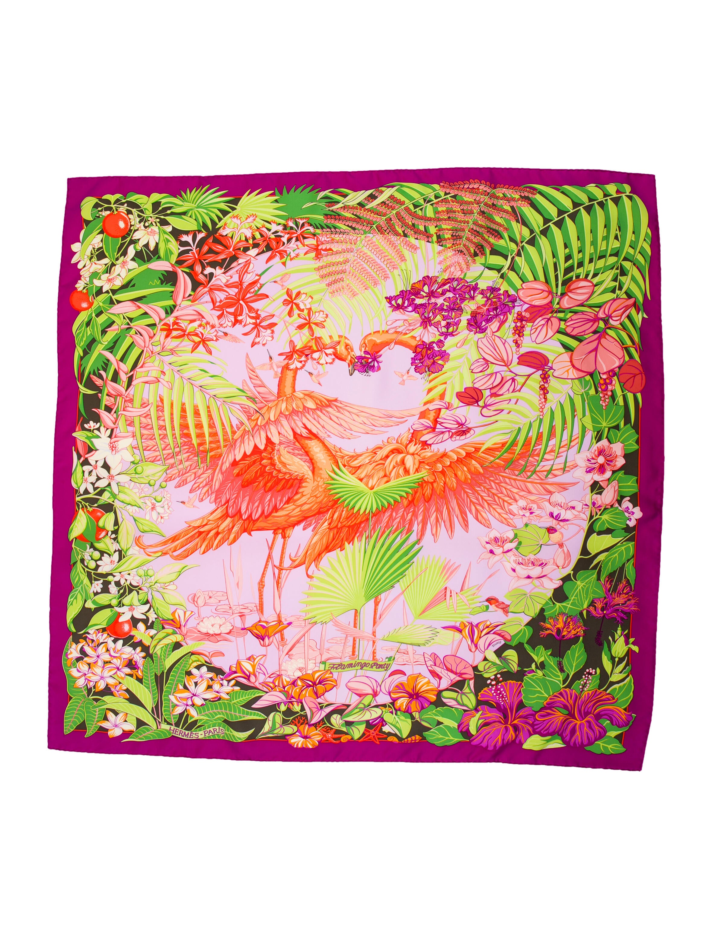 Hermès Flamingo Party Silk Scarf w/ Tags