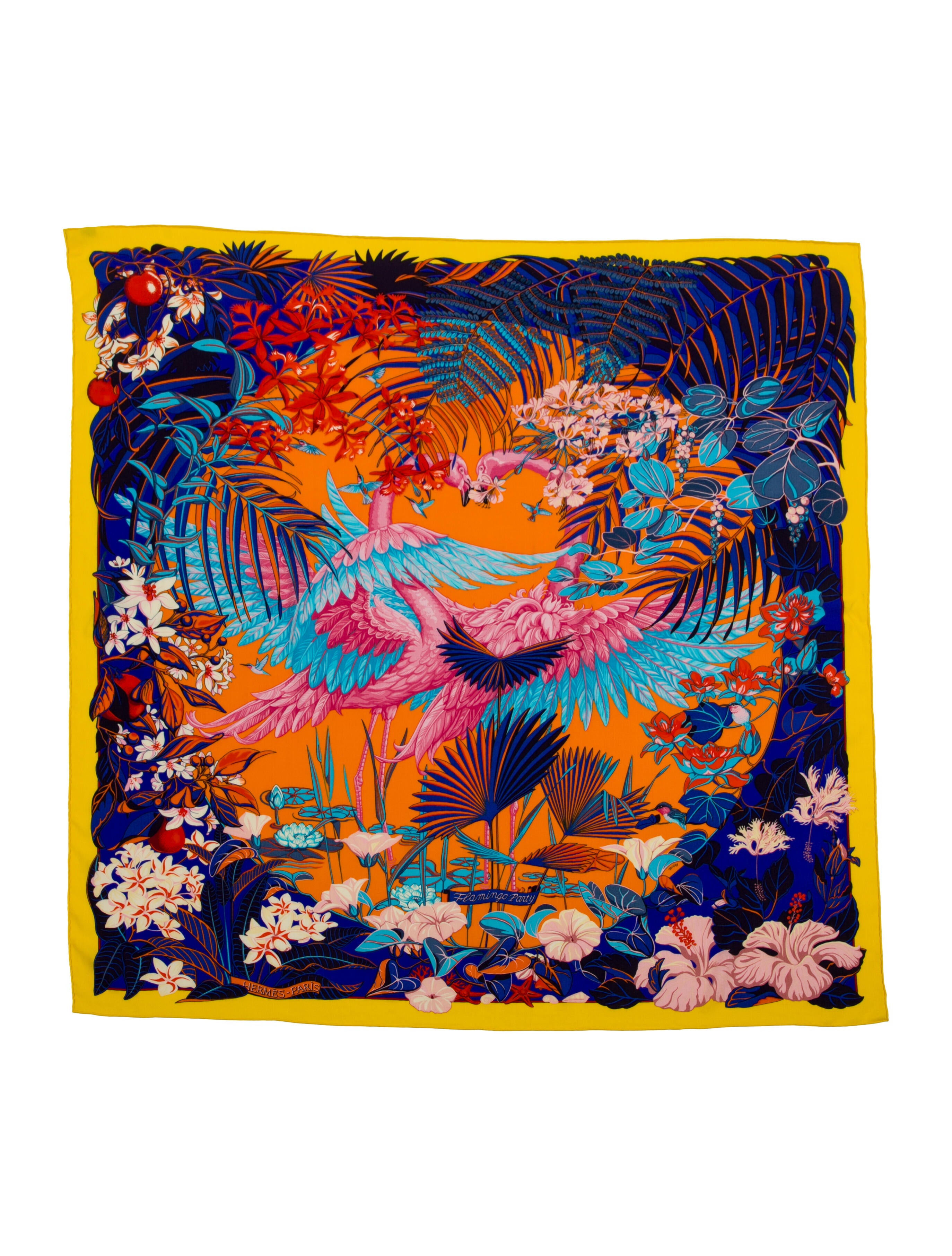 Hermès Flamingo Party Cashmere Shawl w/ Tags