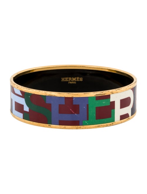 Hermès Wide Enamel Bangle Bracelet