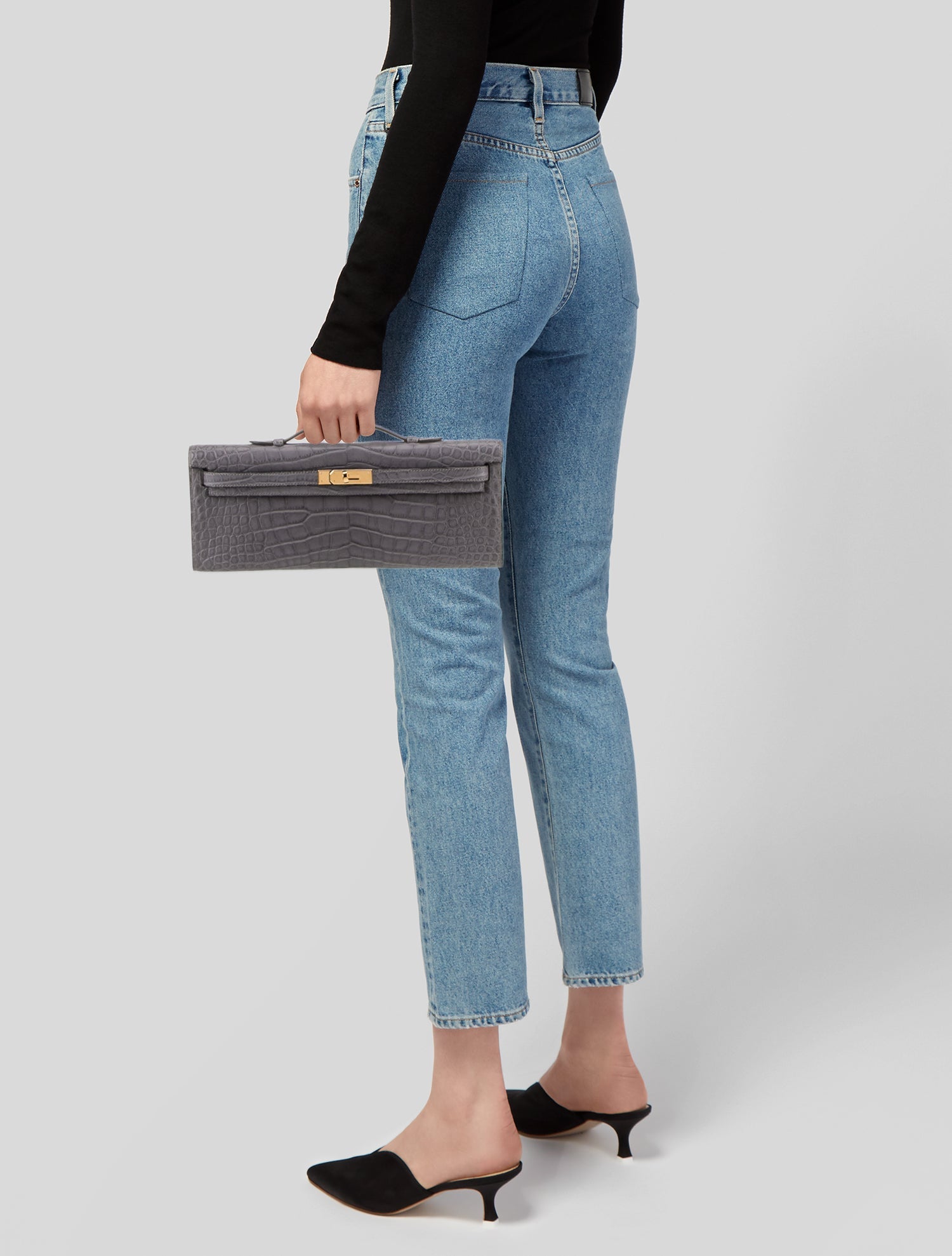 Hermès Matte Alligator Kelly Cut Clutch