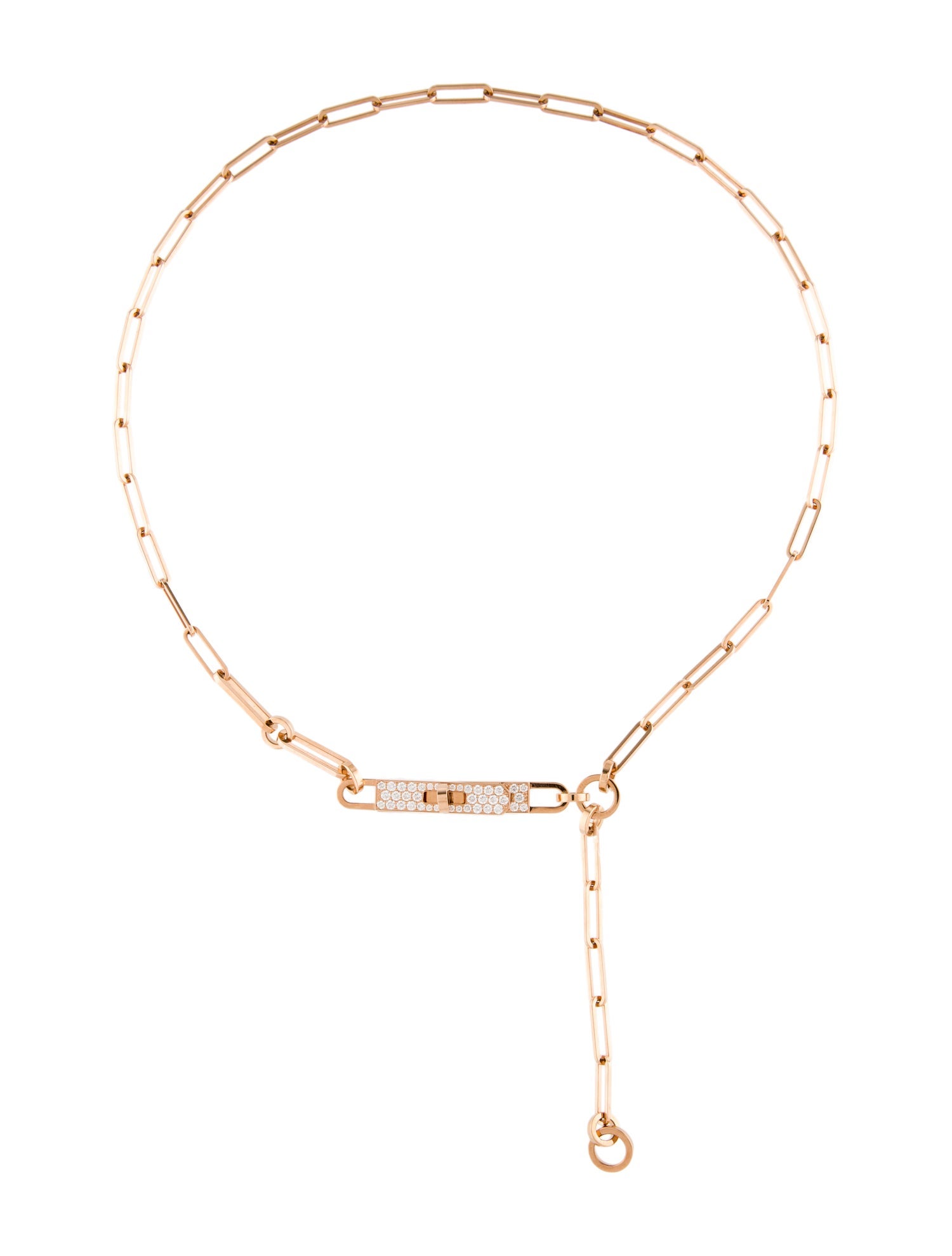 Hermès 18K Diamond Kelly Chaine Lariat Necklace, Small Model
