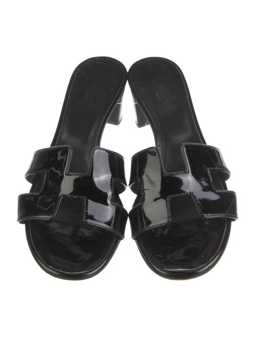 Hermès H Logo Patent Leather Slides