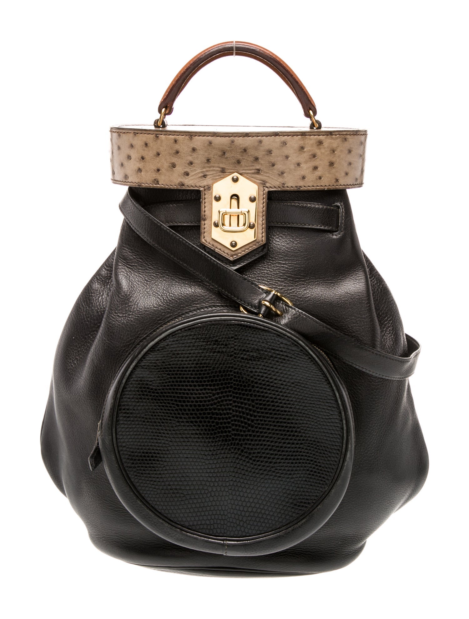 Hermès Savoy Lizard Ostrich Sumac Shoulder Bag