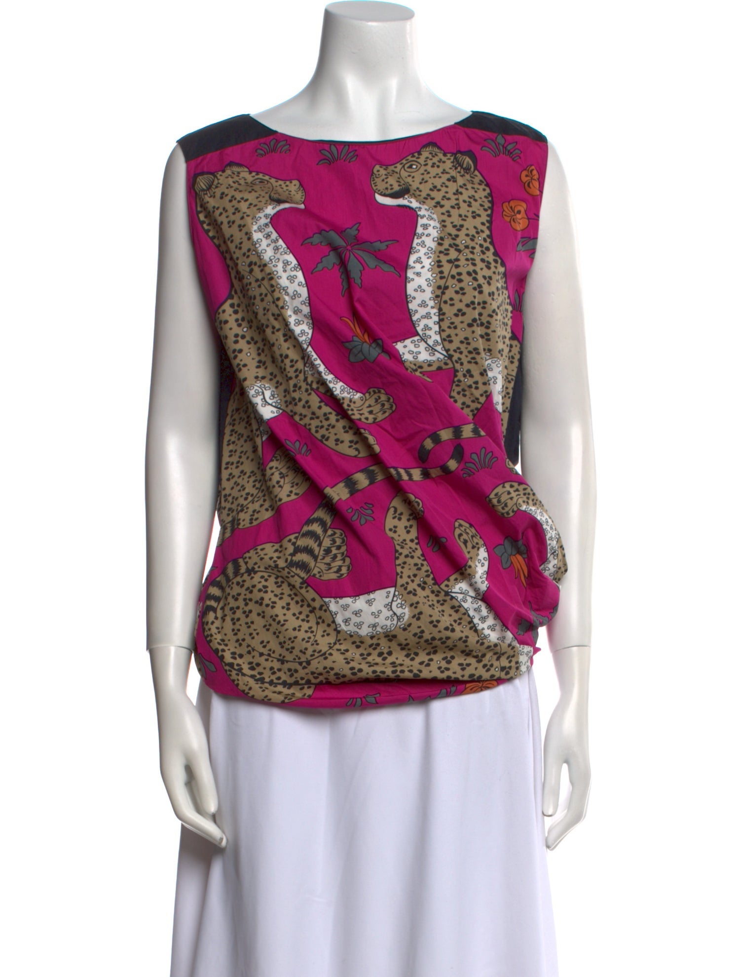 Hermès Printed Bateau Neckline Top