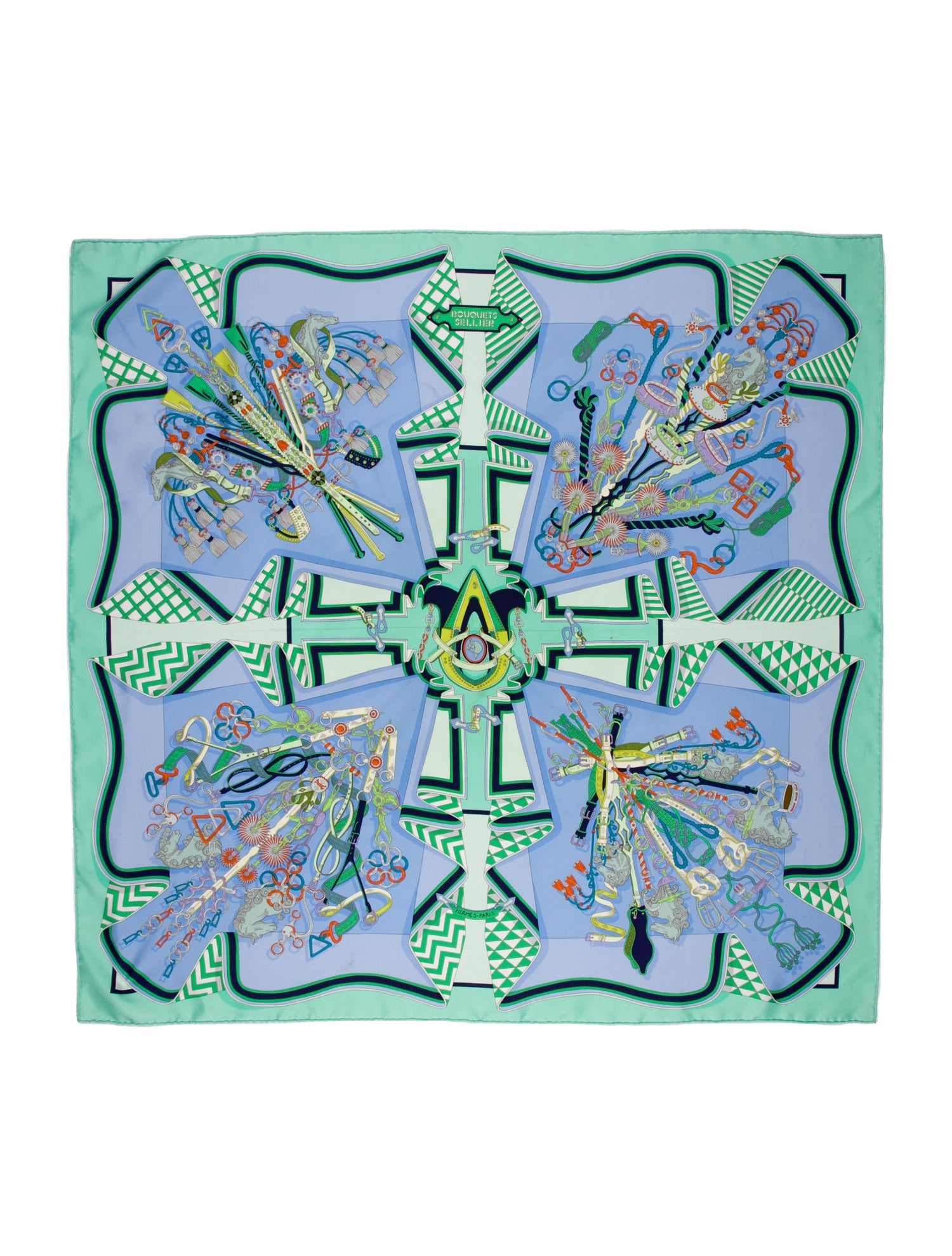 Hermès Bouquets Sellier Silk Scarf
