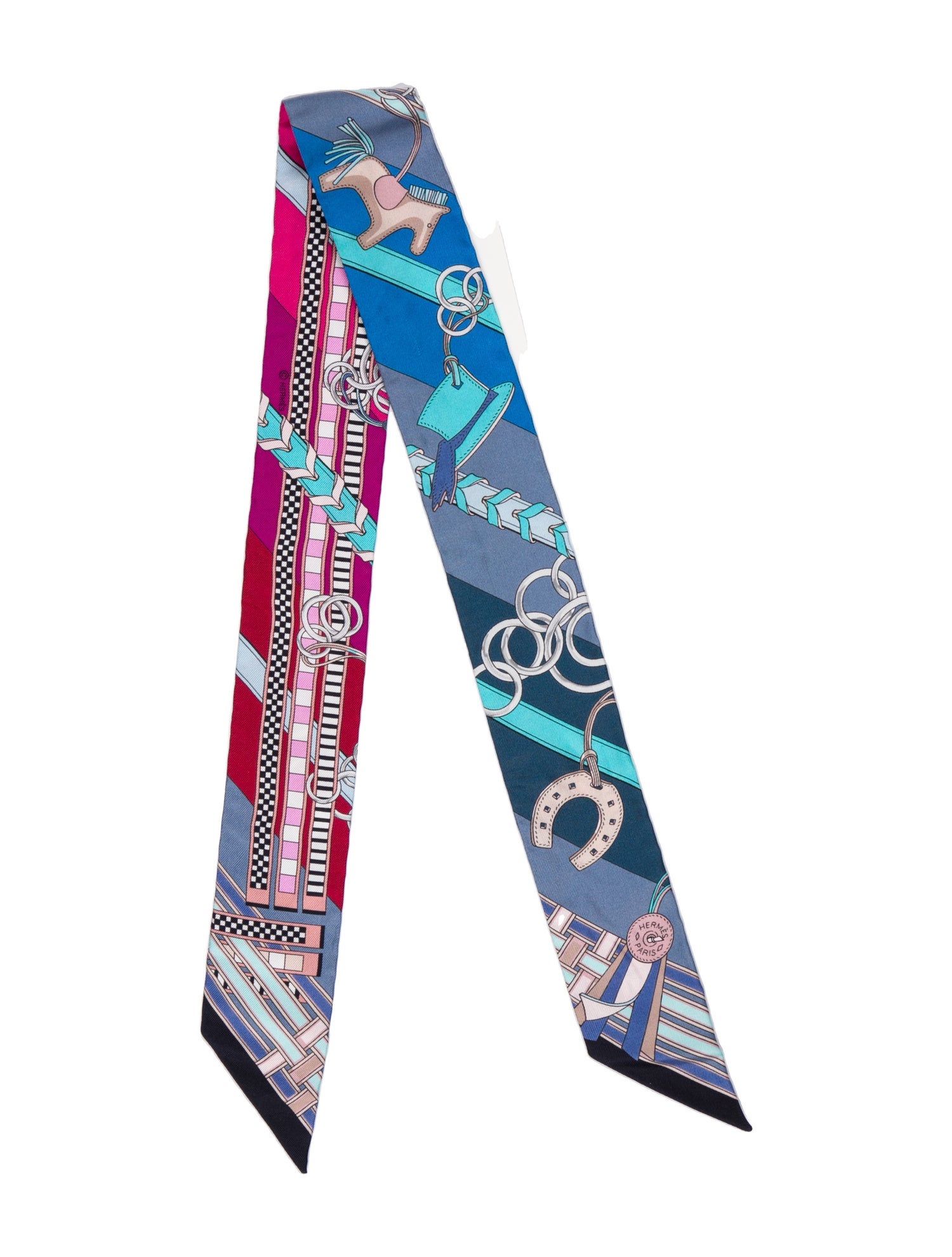 Hermès Brides et Gris-Gris Silk Twilly Scarf