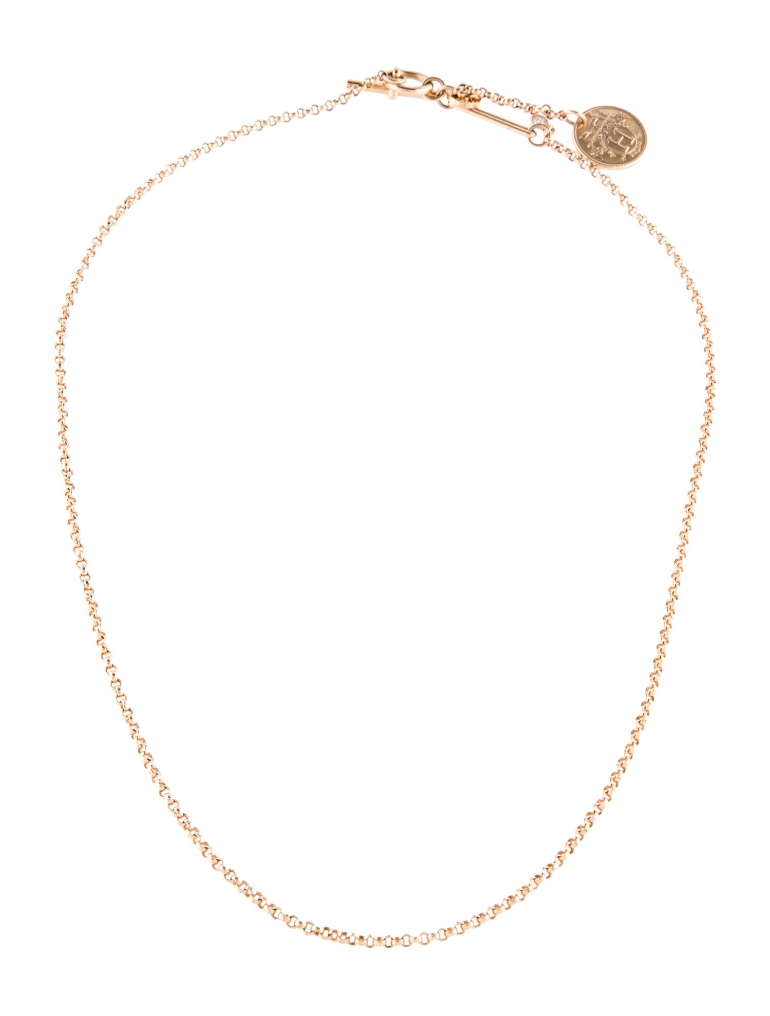 Hermès 18K Diamond Hermès Ex-Libris Small Model Pendant Necklace