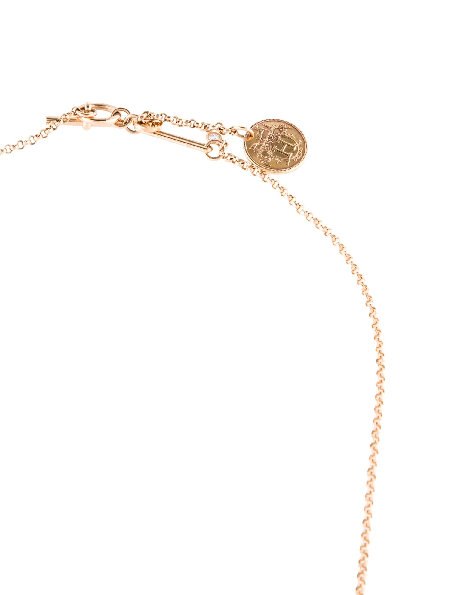 Hermès 18K Diamond Hermès Ex-Libris Small Model Pendant Necklace