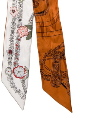 Hermès Brides de Gala en Fleurs Twilly Silk Twilly Scarf