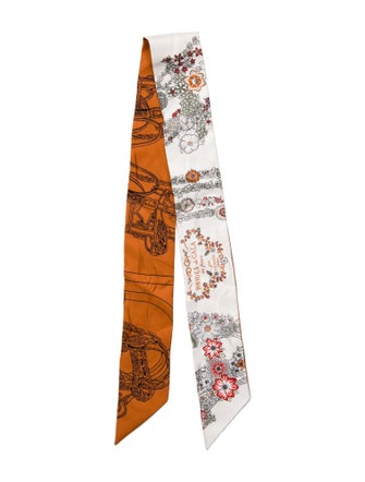 Hermès Brides de Gala en Fleurs Silk Twilly Scarf