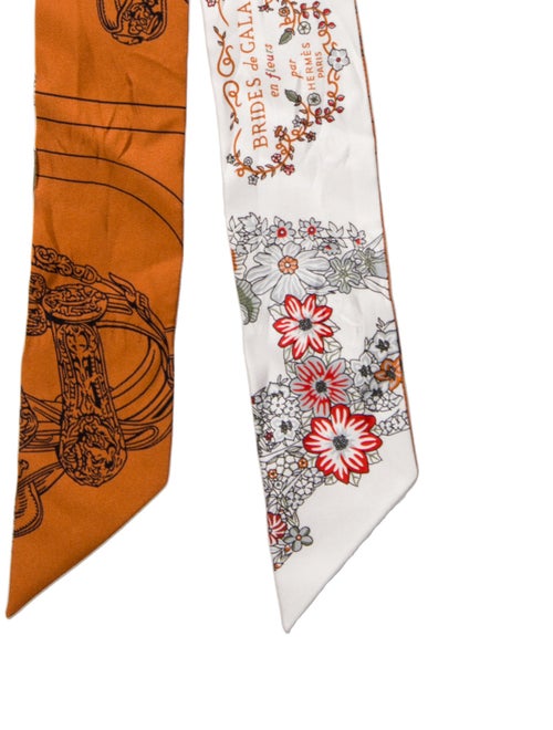 Hermès Brides de Gala en Fleurs Silk Twilly Scarf