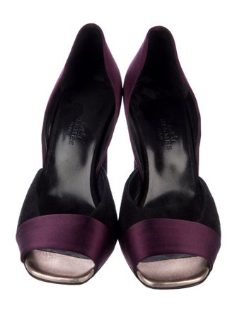 Hermès Satin Colorblock Pattern D'Orsay Pumps