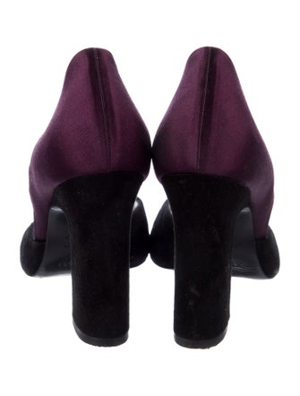 Hermès Satin Colorblock Pattern D'Orsay Pumps