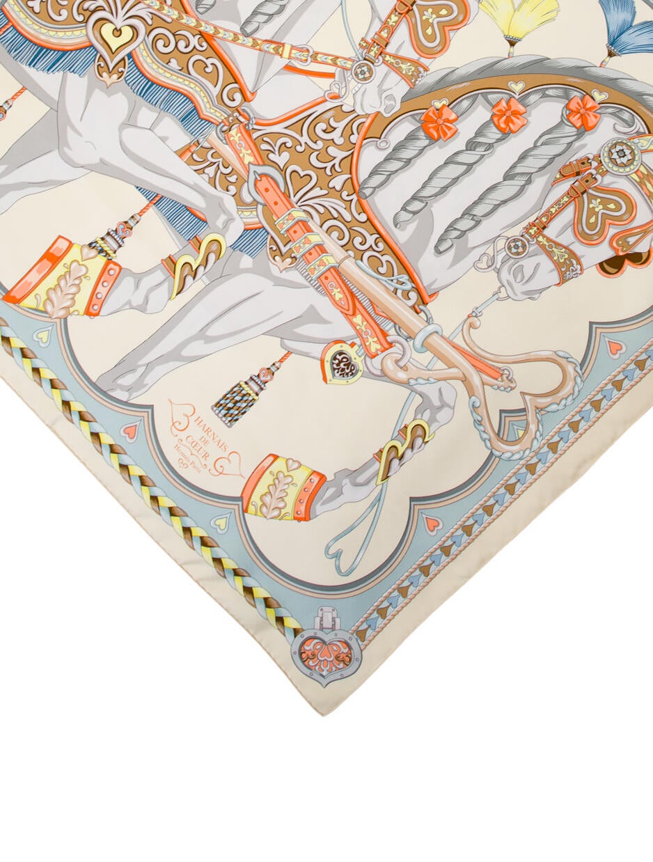 Hermès Harnais De Coeur Silk Scarf