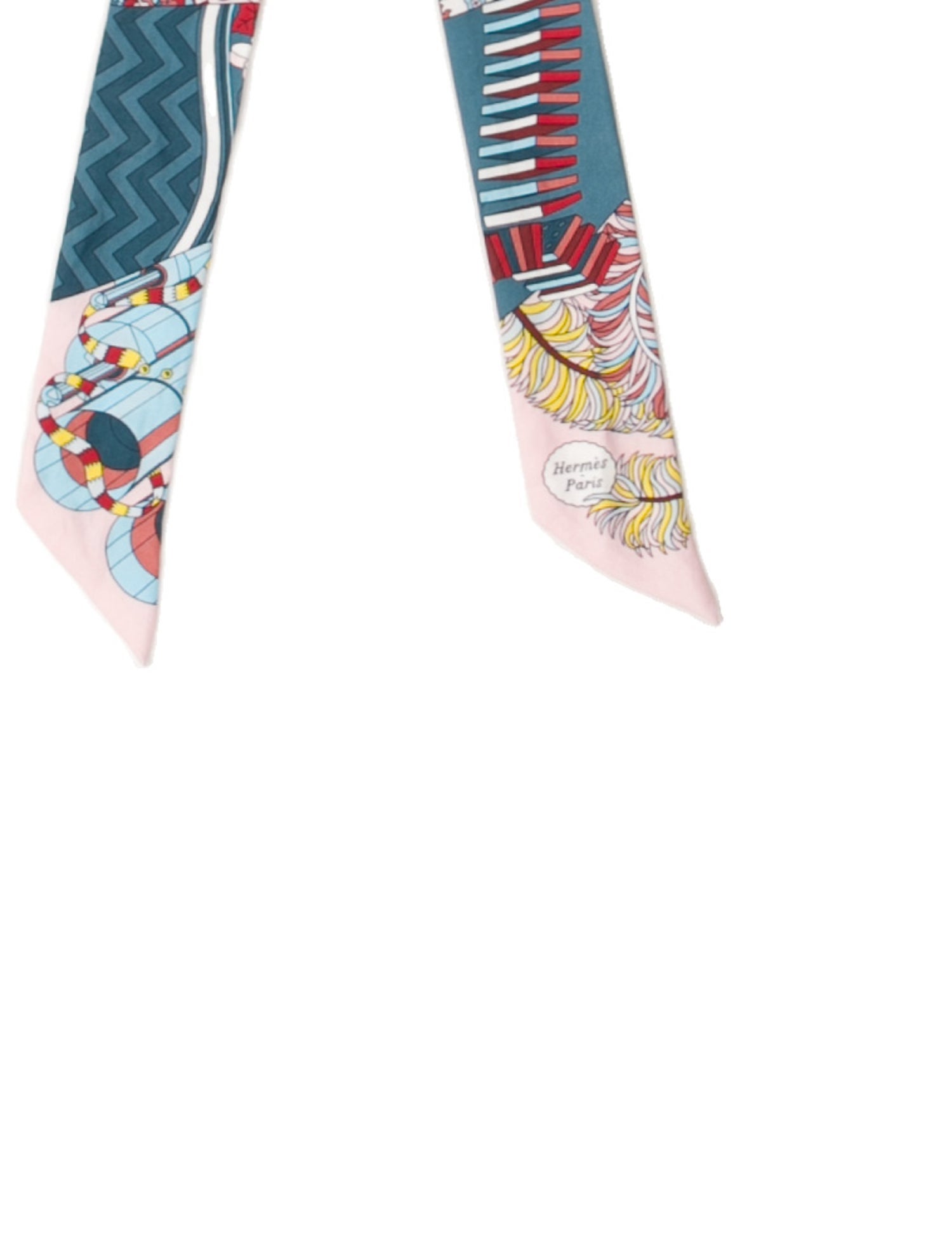 Hermès De l'Ombrelle aux Duels Silk Twilly Scarf