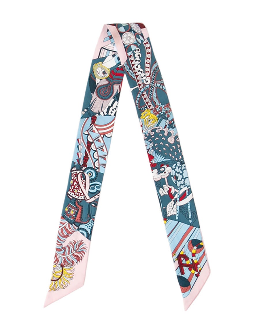 Hermès De l'Ombrelle aux Duels Silk Twilly Scarf