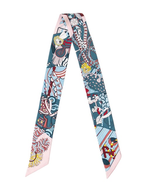 Hermès De l'Ombrelle aux Duels Silk Twilly Scarf