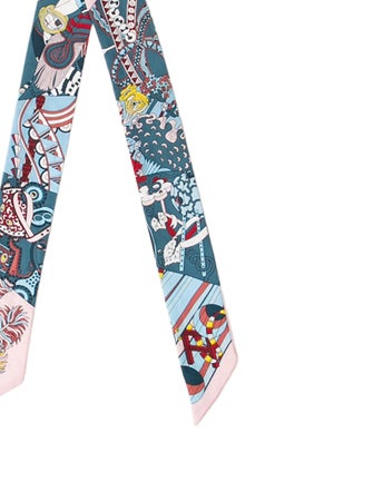 Hermès De l'Ombrelle aux Duels Silk Twilly Scarf