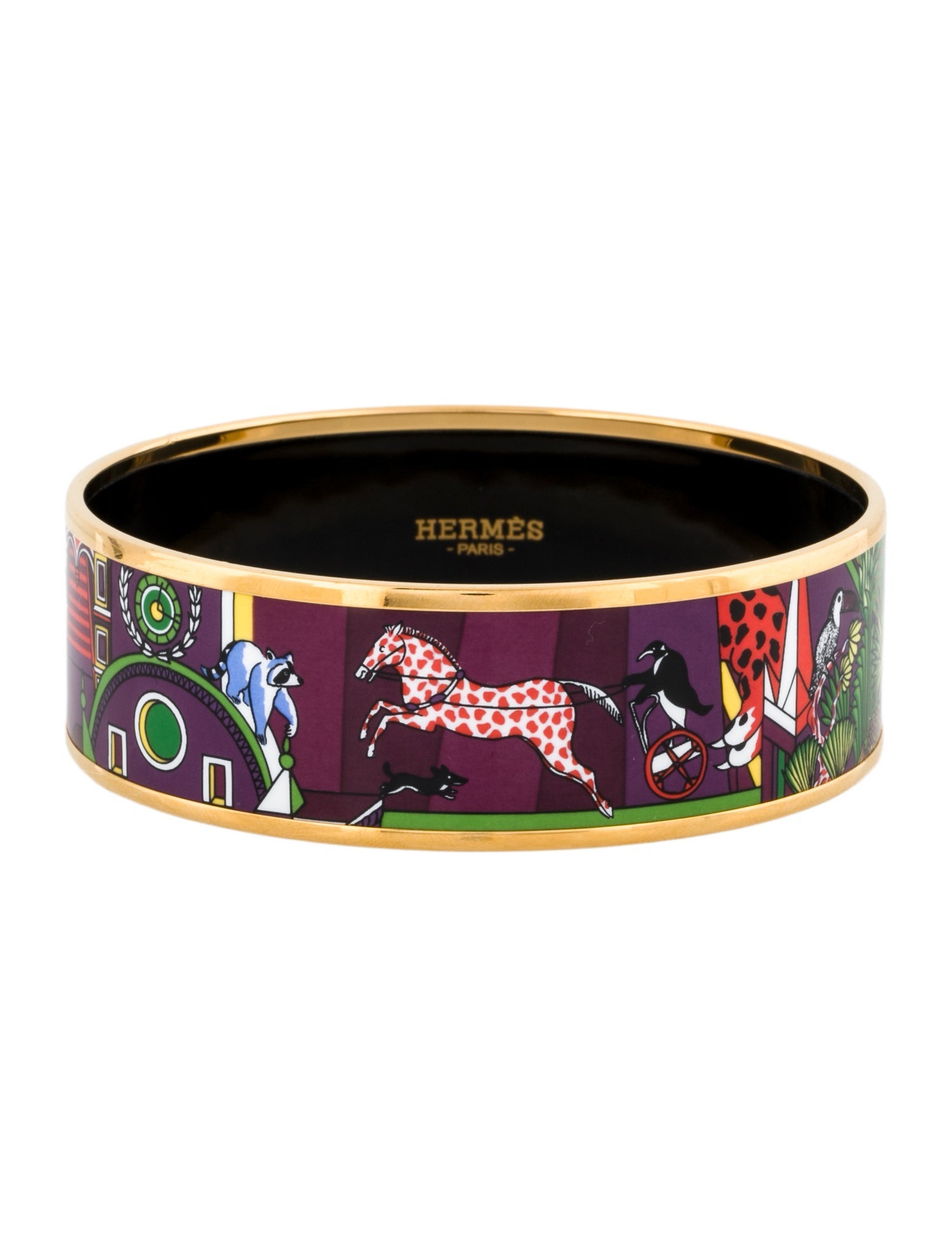 Hermès Wide Enamel Bangle Bracelet