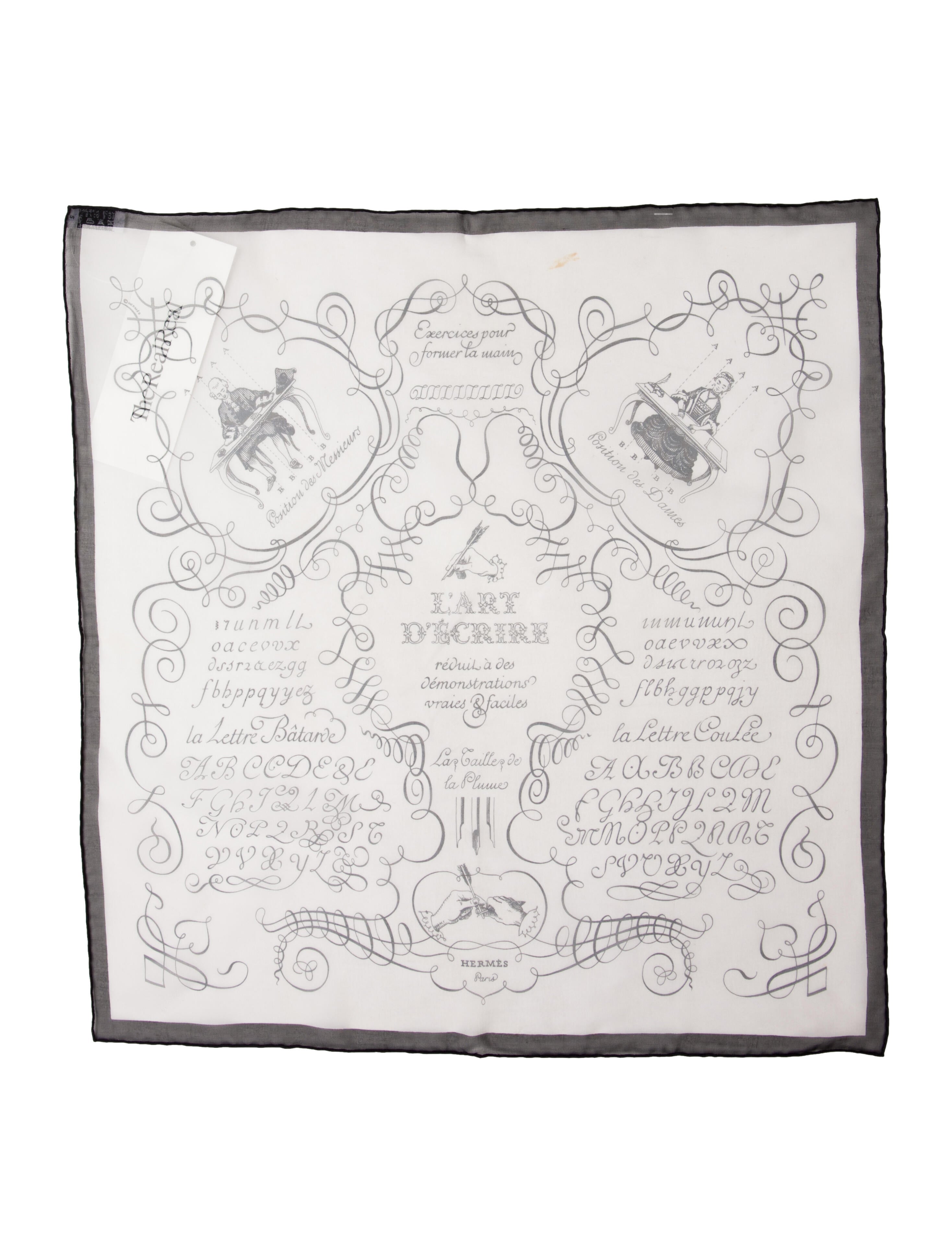 Hermès L'Art d'Écrire Mousseline Silk Scarf