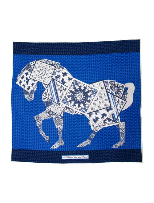 Hermès A Cheval Sur Mon Carré Jersey Silk Scarf