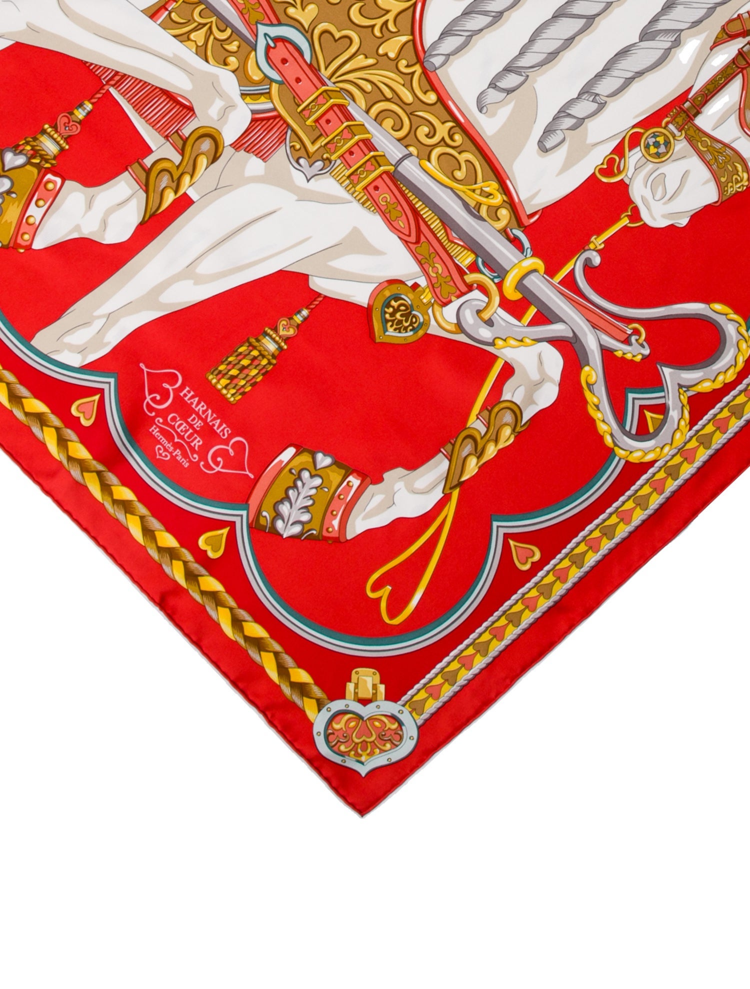 Hermès Harnais De Coeur Silk Scarf w/ Tags