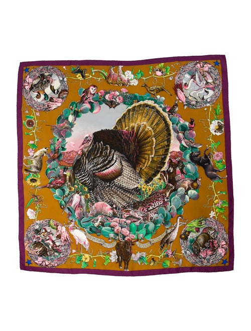 Hermès Faune Et Flore du Texas Wildlife Silk Scarf