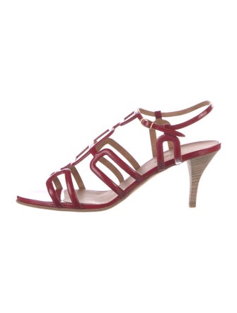 Hermès Patent Leather Cutout Accent T-Strap Sandals