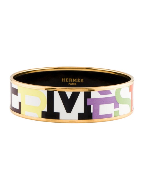 Hermès Enamel Wide Bangle Bracelet