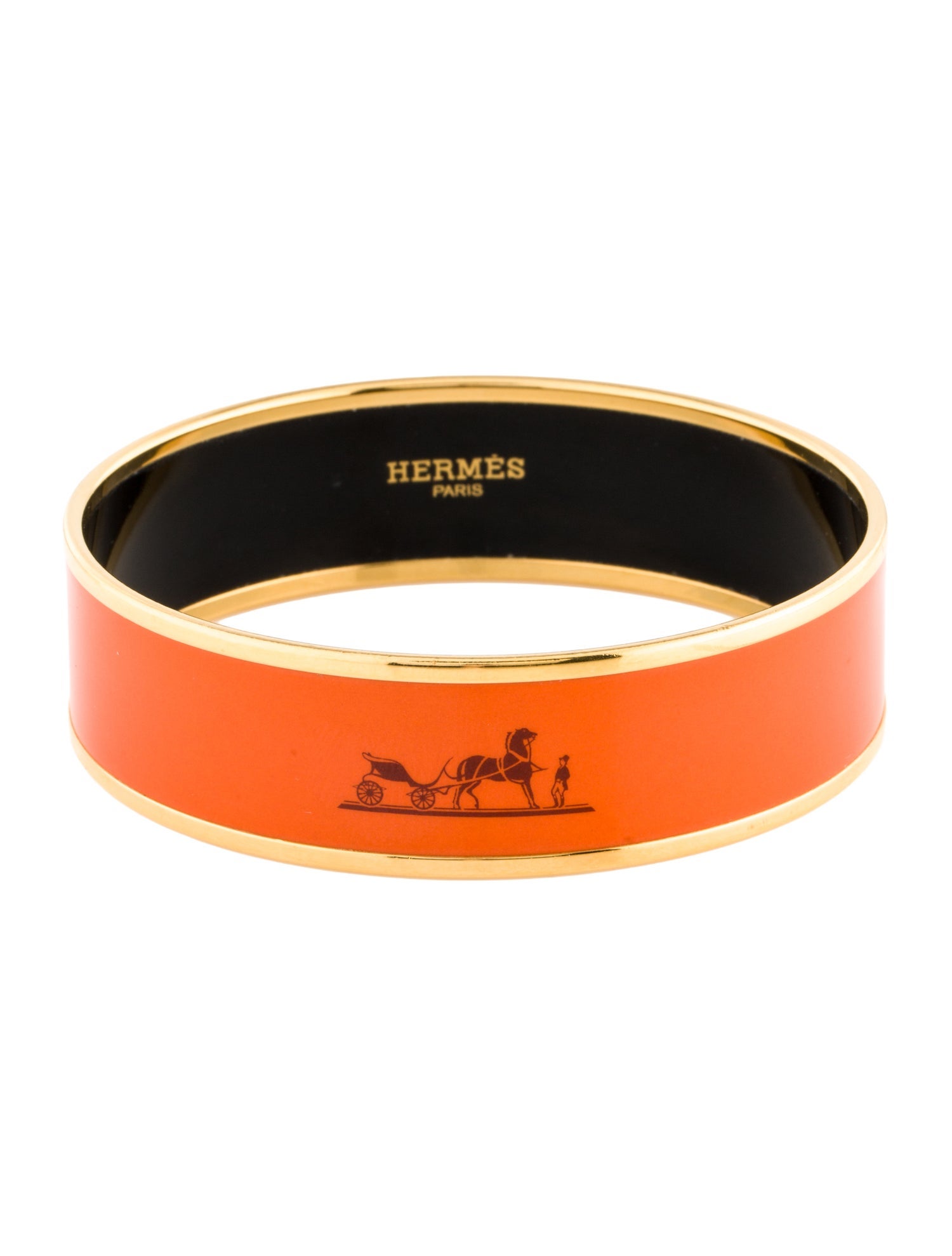 Hermès Caléche Wide Enamel Bangle Bracelet