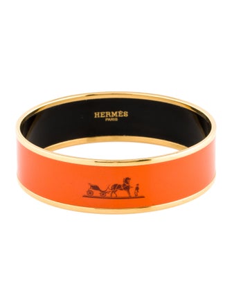 Hermès Caléche Wide Enamel Bangle Bracelet