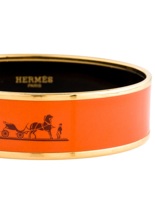 Hermès Caléche Wide Enamel Bangle Bracelet