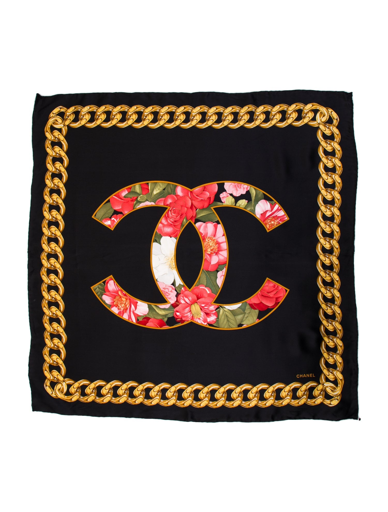 Chanel Silk Interlocking CC Logo Scarf