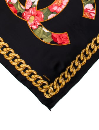 Chanel Silk Interlocking CC Logo Scarf