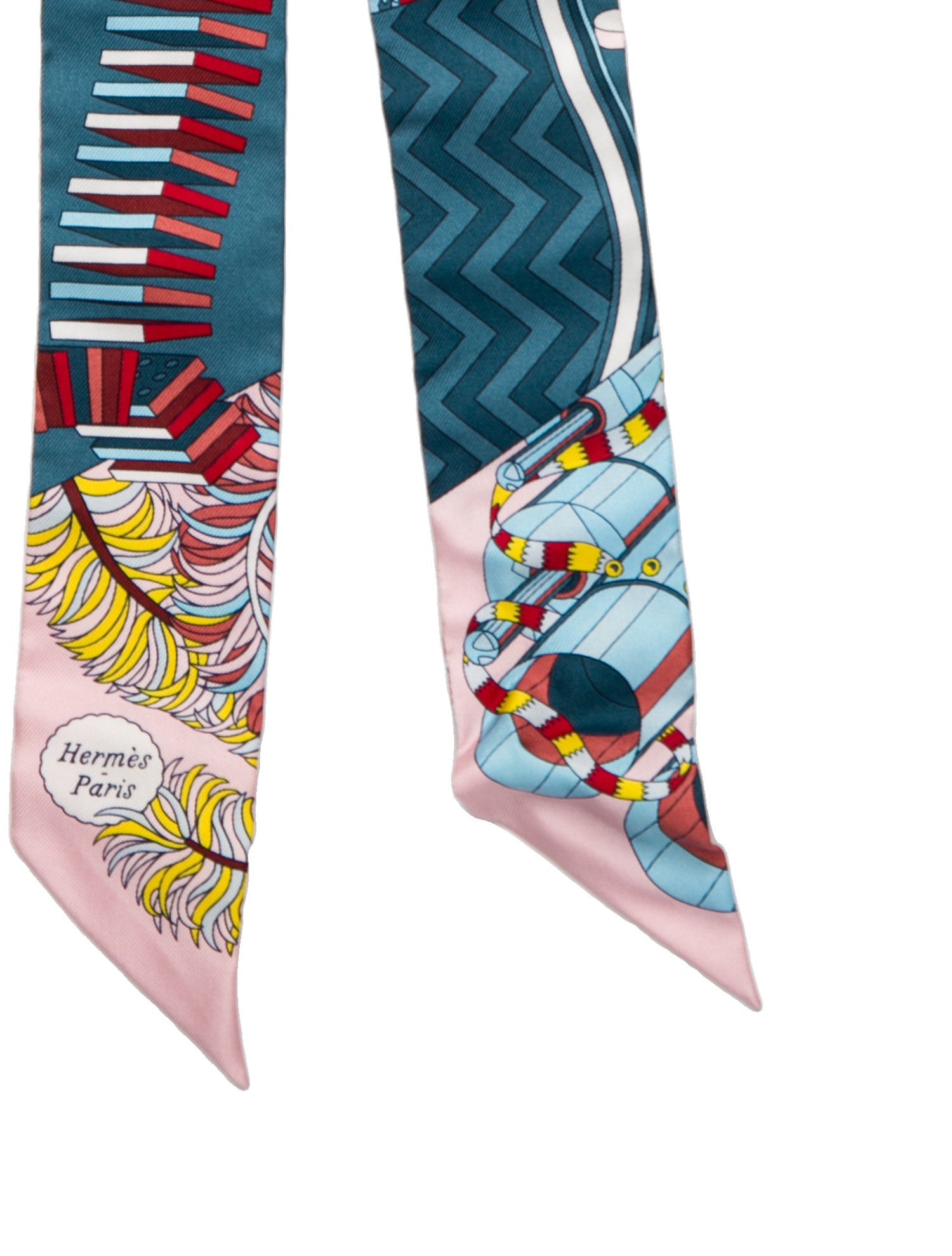 Hermès De l'Ombrelle aux Duels Silk Twilly Scarf