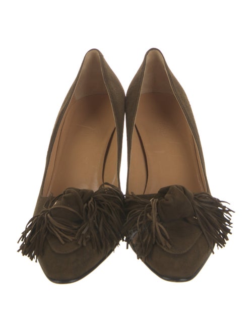 Hermès Suede Fringe Trim Accent Pumps