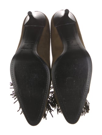 Hermès Suede Fringe Trim Accent Pumps