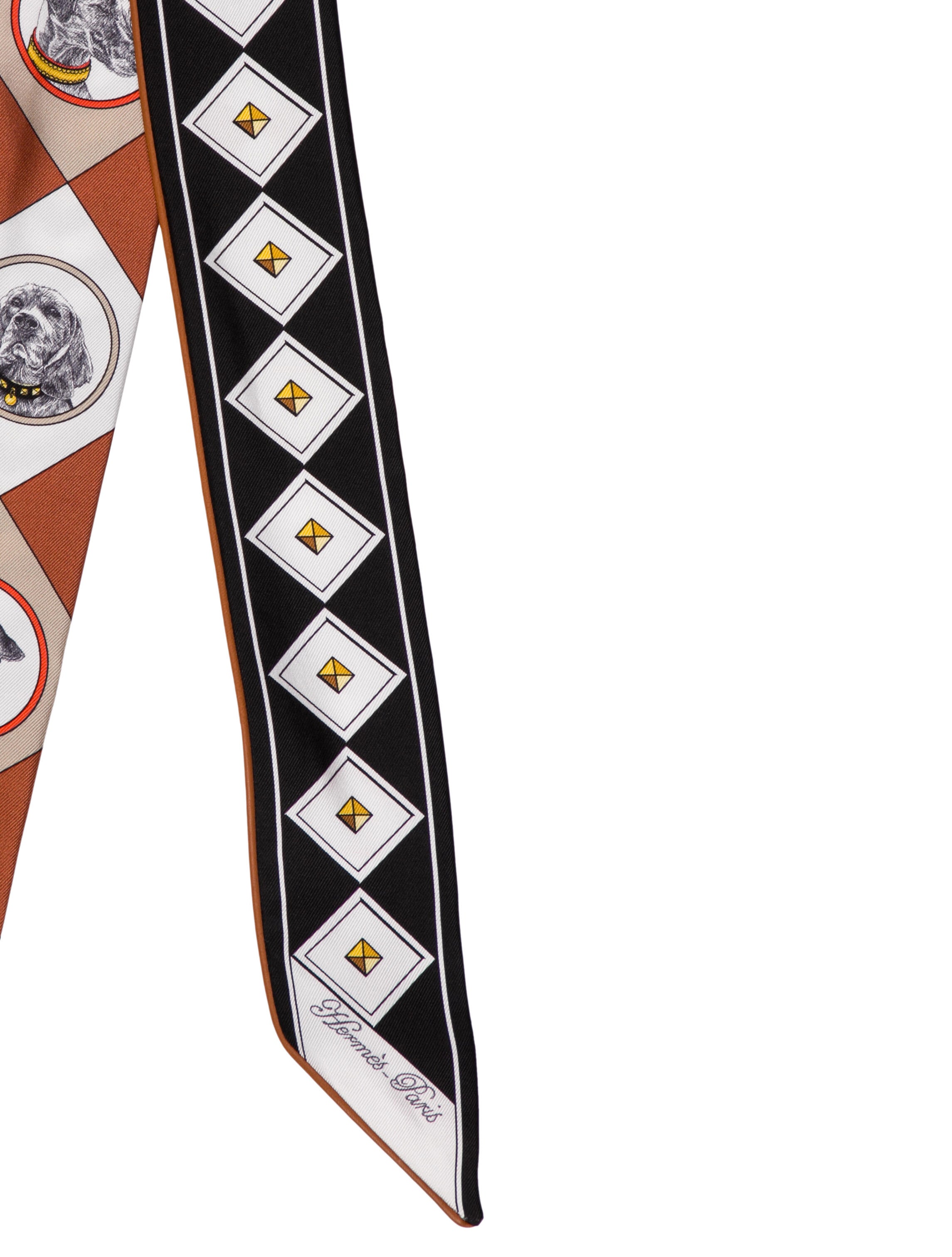 Hermès Colliers et Chiens Forever Silk Twilly Scarf w/ Tags