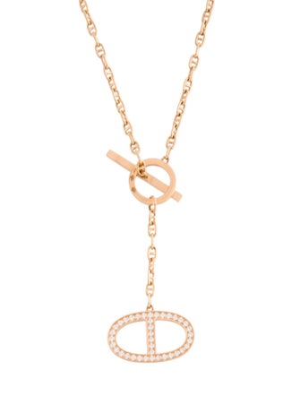 Hermès 18K Diamond Chaine d'Ancre Contour Pendant Necklace, Large Model