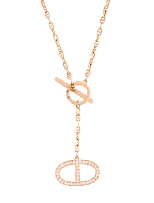 Hermès 18K Diamond Chaine d'Ancre Contour Pendant Necklace, Large Model