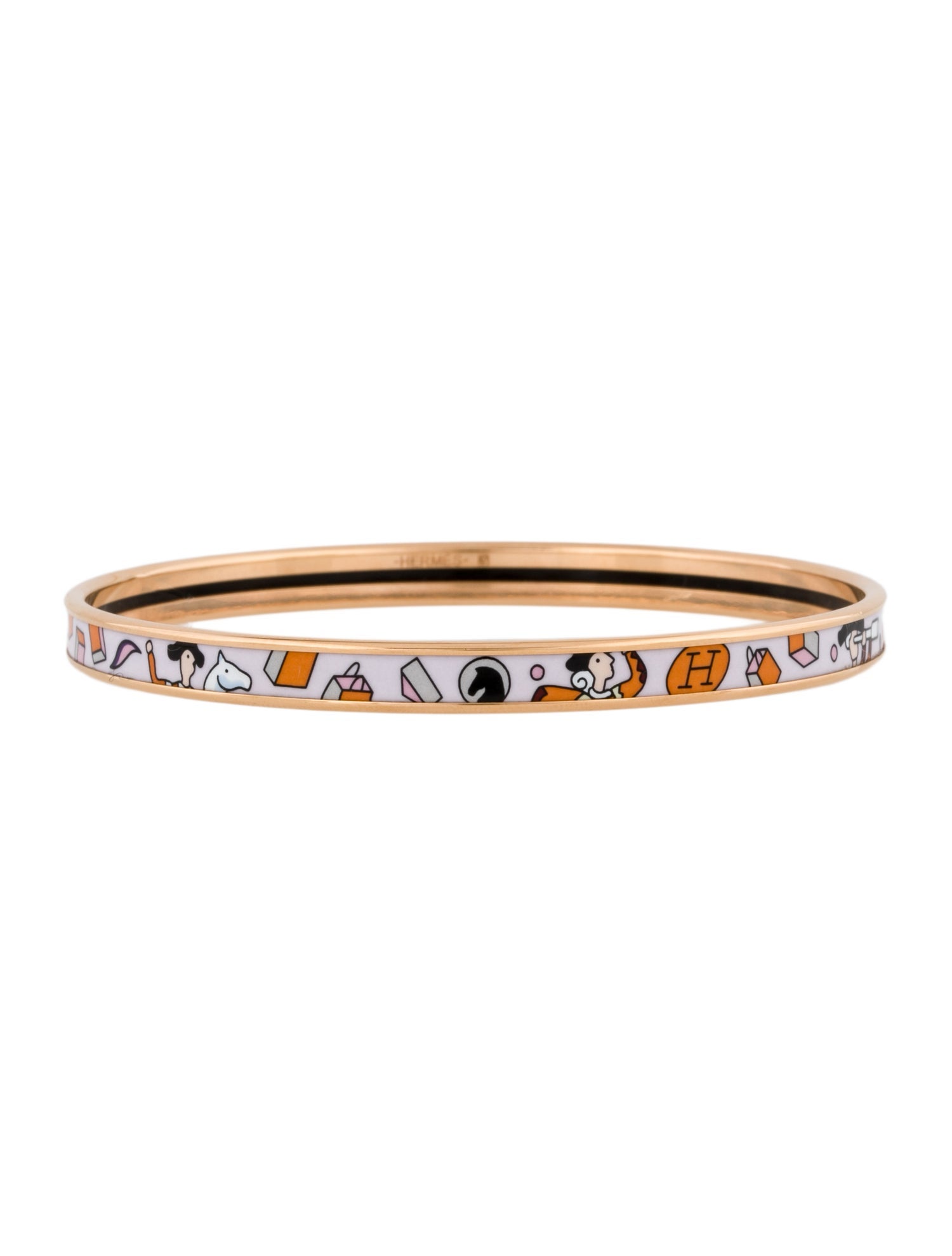 Hermès Extra Narrow Enamel Bangle Bracelet
