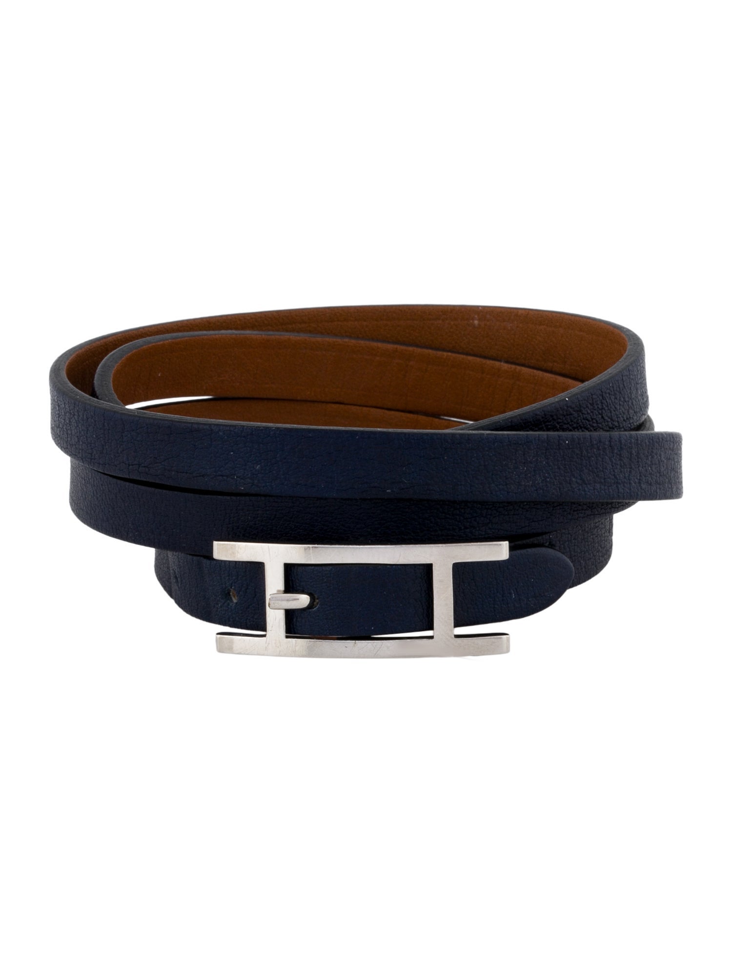 Hermès Leather Hapi 3MM Wrap Bracelet