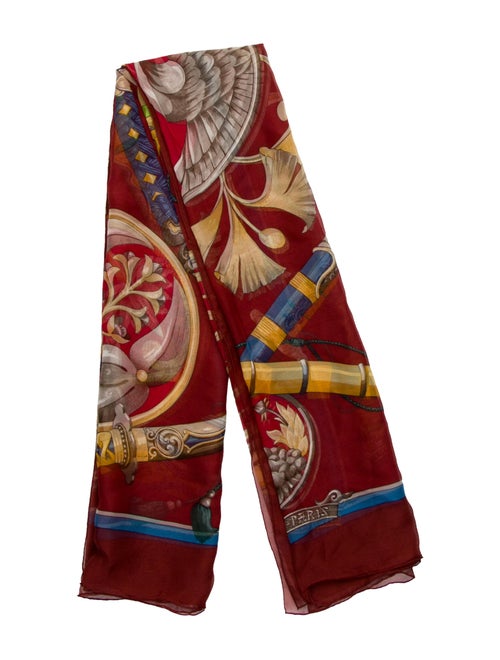 Hermès Daimyo Princes du Soleil Levant Mousseline Silk Shawl