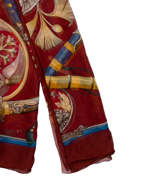 Hermès Daimyo Princes du Soleil Levant Mousseline Silk Shawl