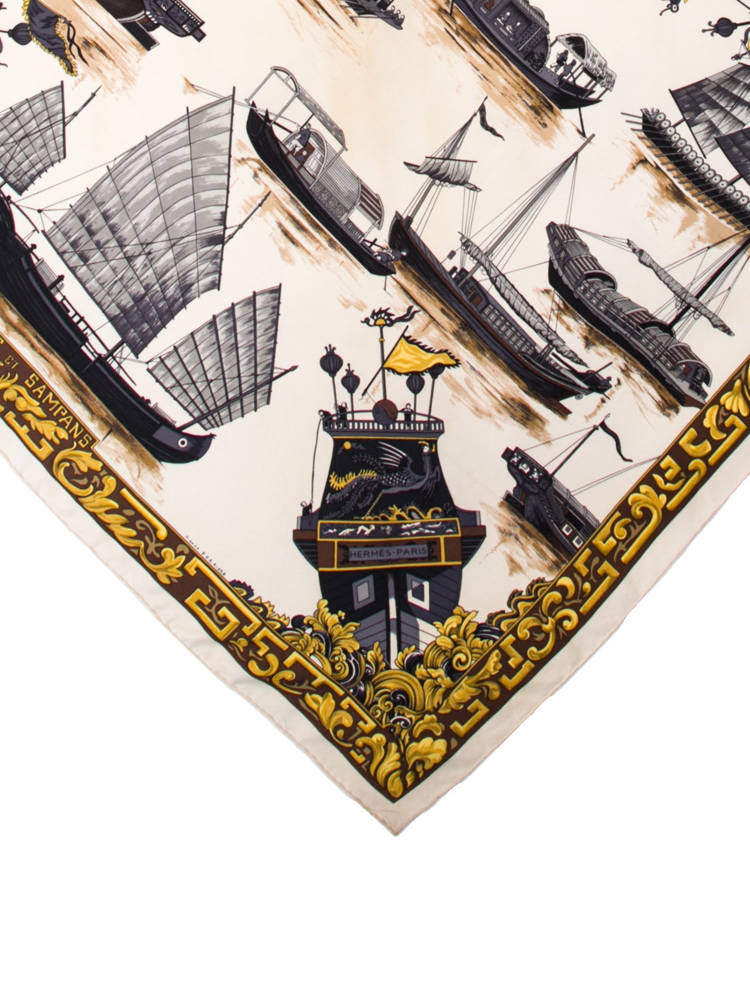 Hermès Jonques Et Sampans Silk Scarf