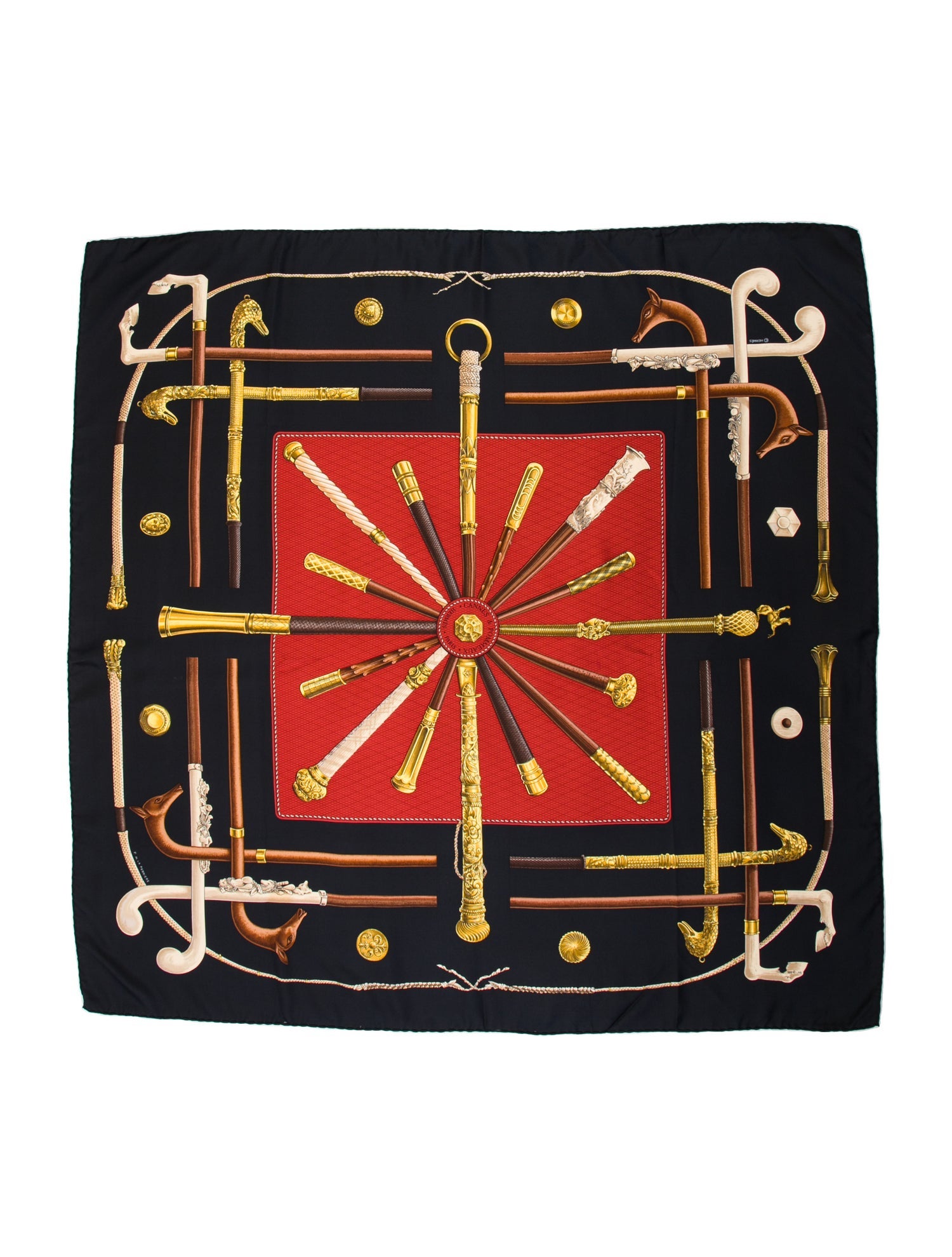 Hermès Cannes et Pommeaux Silk Scarf