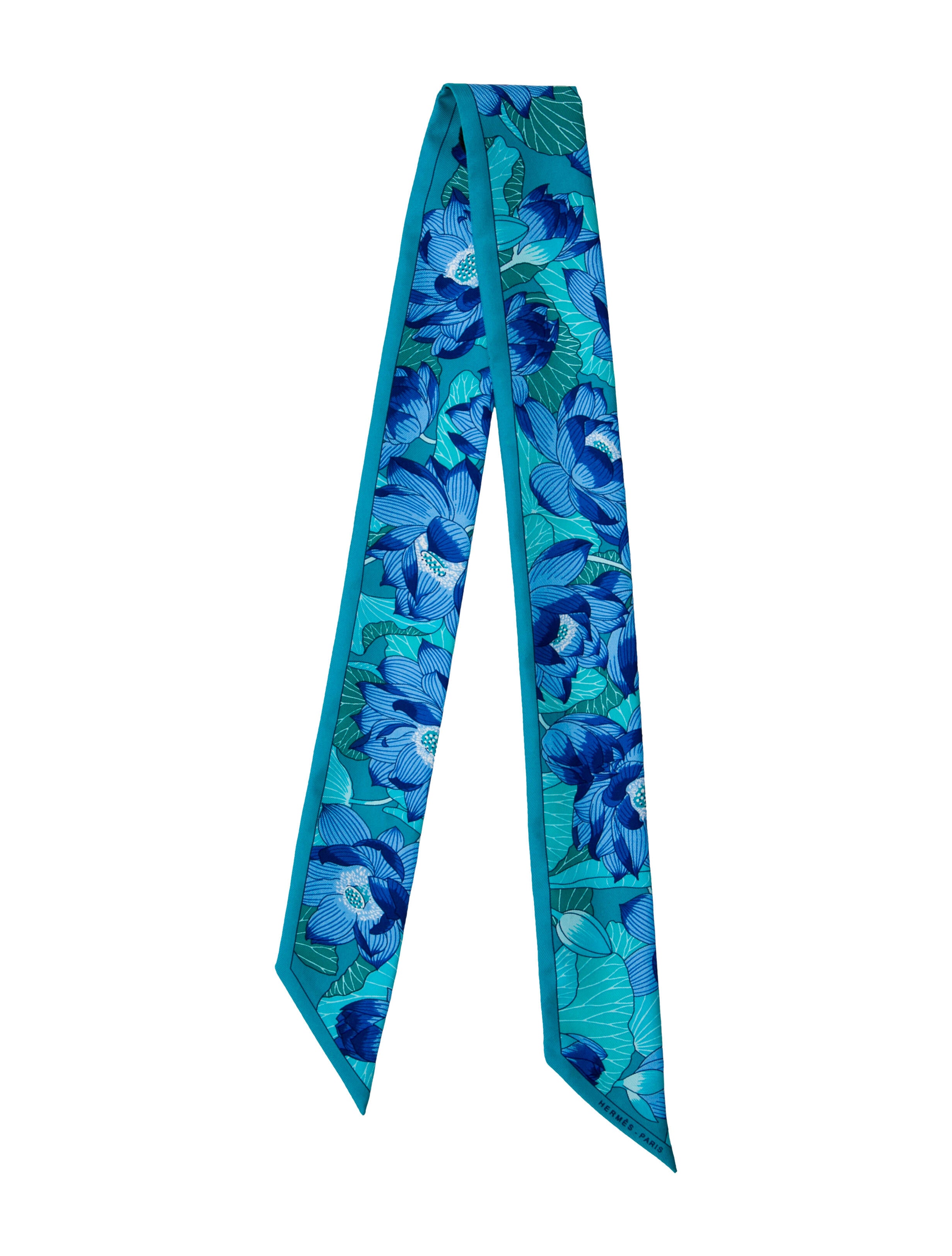 Hermès Fleurs De Lotus Silk Twilly Scarf