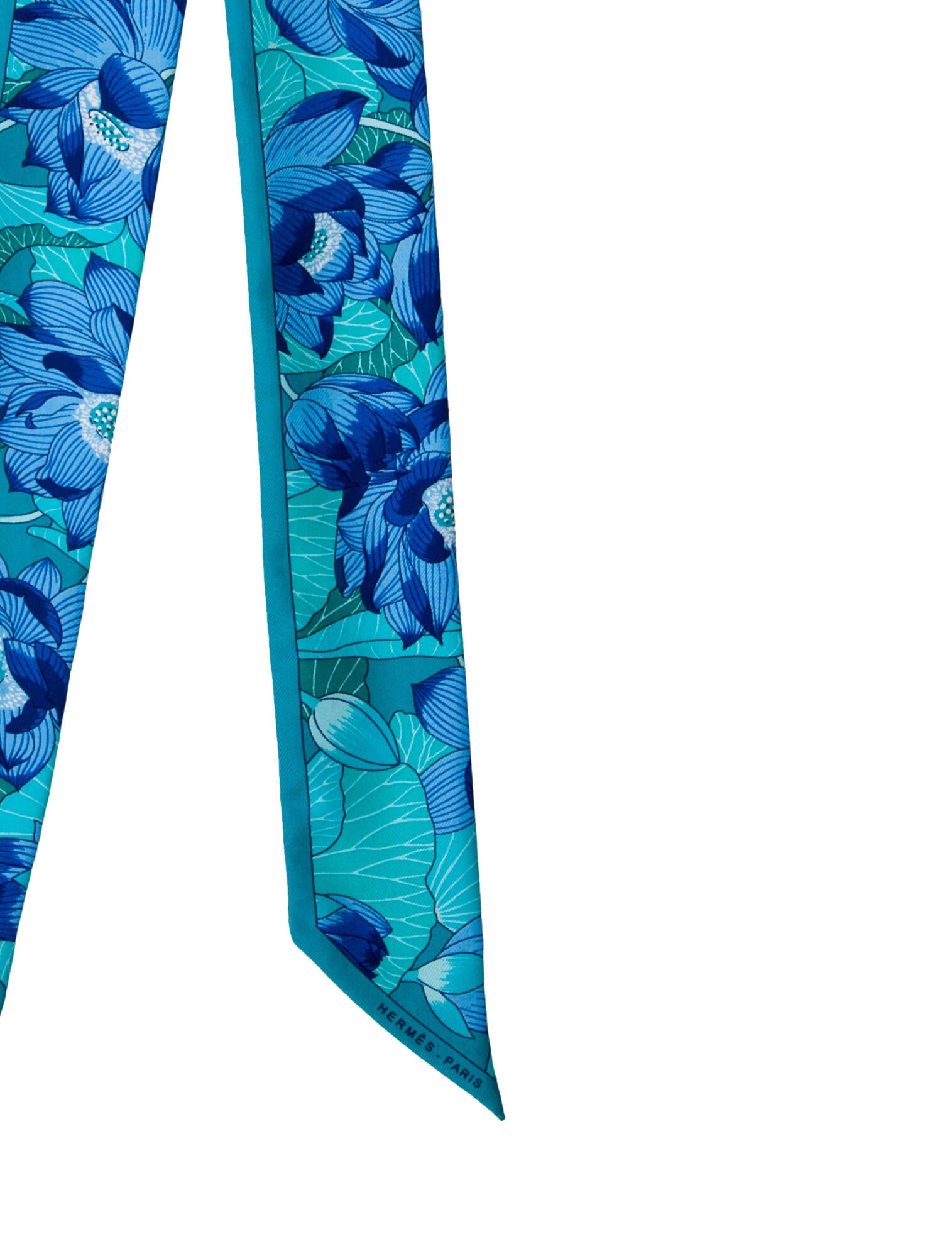 Hermès Fleurs De Lotus Silk Twilly Scarf